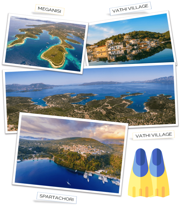 Day 6 sailing itinerary exploring Spartochori village and Meganisi island coastline