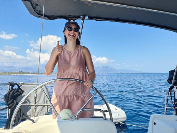 happy passenger on Elysium Yachting skippered charter
